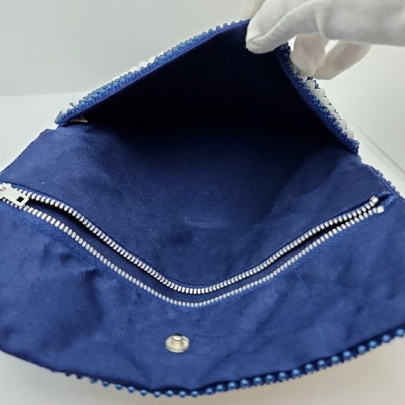 Vintage Beaded Clutch Bag, Designed by Mr. Jonas, Blue & White, Hong Kong - Picture 4 of 10